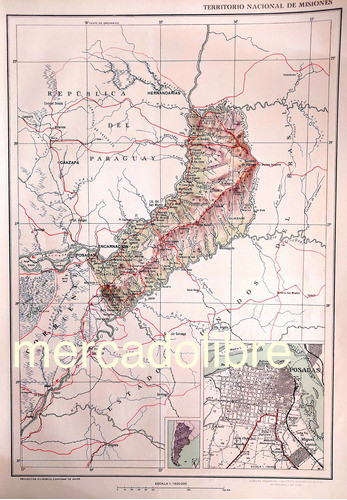 Mapa 1953 Territorio Nacional De Misiones Posadas Peron 1