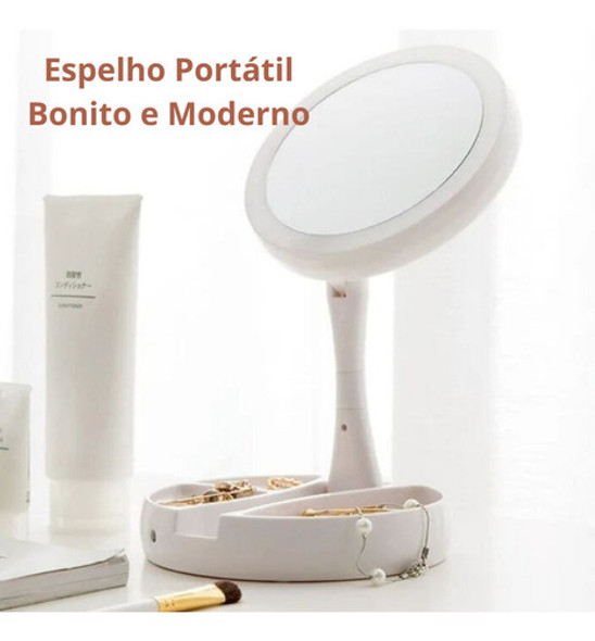 Espelho Dupla Face Camarim C/ Luz Led Aumenta 10x Maquiagem 1