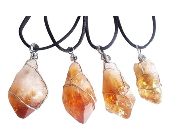 Collar Cuarzo Citrino. Piedra Natural Energética. Motivación 0