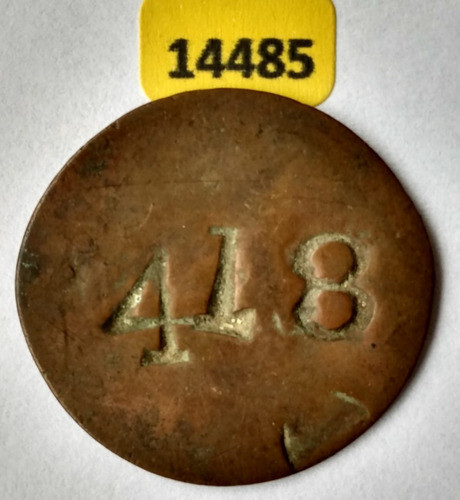 14485 Ficha Numerada Particular De Fazenda Séc Xix Bronze 0