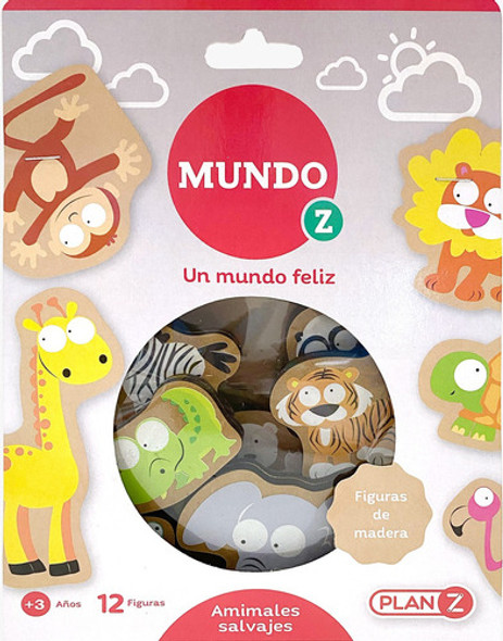 Muñecos Madera 12 Animales Salvajes Juegos Didacticos Niños 0