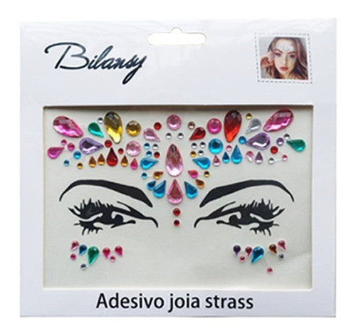 Kit C/4 Adesivo Joia Strass Rosto Maquiagem Carnaval Festa 1