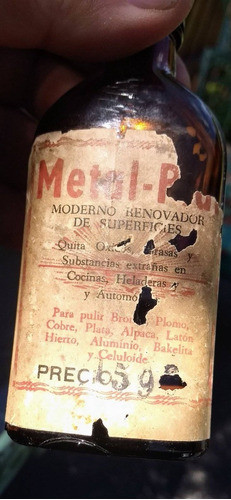 Botella Antigua Limpiametales Metalplat Unica 1