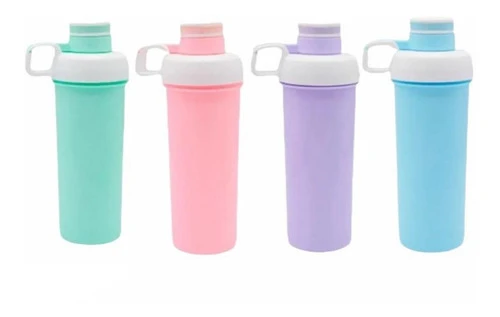 Botella Deportiv Pastel Pico Cierre Hermetico Shaker Pack X4 0