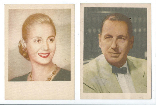 Perón Eva Perón Lote 2 Tarjetas Con Retrato Foto De Época 1