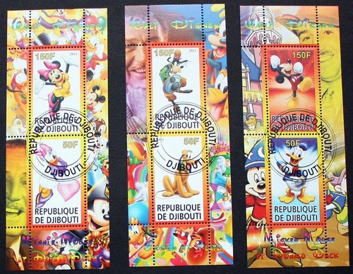 Djibouti * 3 Bloque * Personajes De Disney * 6 Estampillas 0