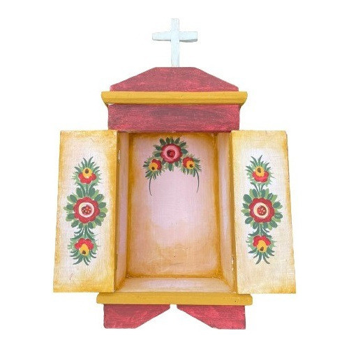 Oratorio Capela Madeira P/imagens Pintado A Mao Vermelho 0