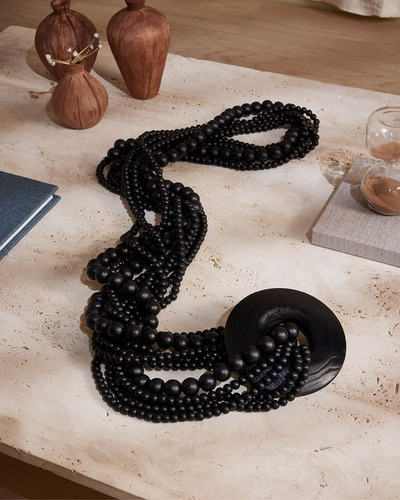 Colar Decorativo De Mesa Madeira Preto 100cm 16508 Mart 1
