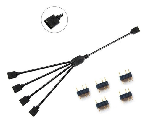 Cabo Splitter 1 Para 4 Hub Argb 3 Pinos 5v Para Coolers Pc 0
