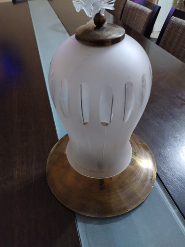 Antiguo Y Finoartefacto De Techo Cristal Tallado Al Ácido 0