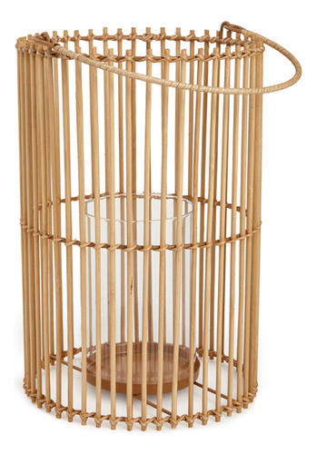 Lanterna Em Bambu Com Copo Em Vidro Natutal Mart 31cm 0