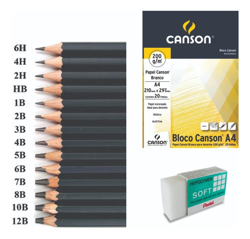 Estojo Lápis Desenho Profissional  Marco Bloco Canson A4 1