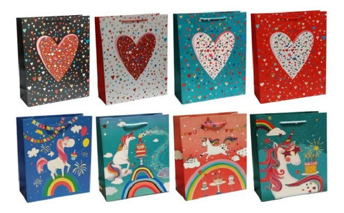 Bolsa De Regalo Diseños Estampados C/asas En Cinta Mediana 1