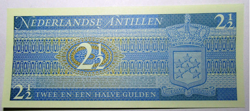 Antillas Holandesas Billete 2 1/2 Gulden 1970 Sin Circular 1