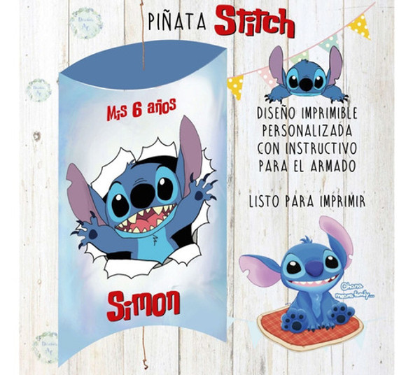 Kit Imprimible Piñata Stitch Personalizada 0