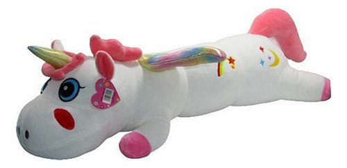 Almofada Cilindrica Unicórnio 75cm. Cor Branco 0
