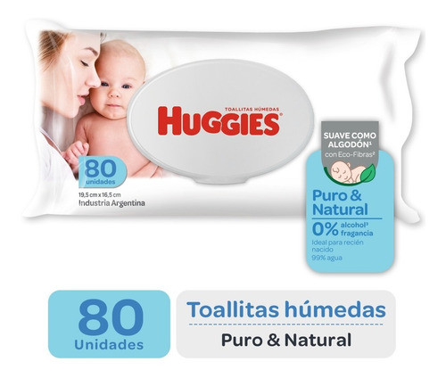 Toallitas Húmedas Huggies Puro Y Natural X80 0