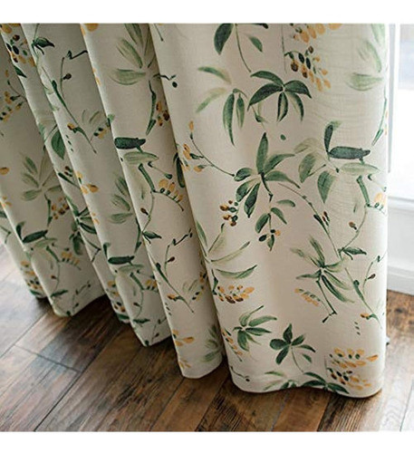 Pureaqu Paneles De Cortina Con Estampado De Hojas Verdes Flo 1