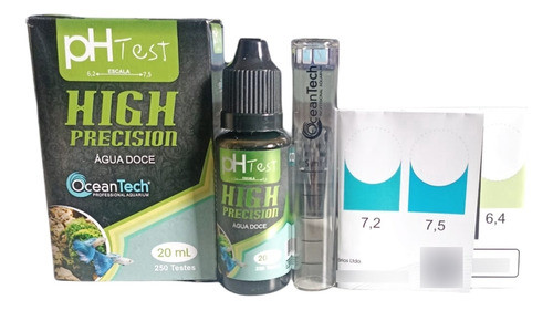 Teste Ph High Precision 20ml 250 Testes Água Doce Ocean Tech 0
