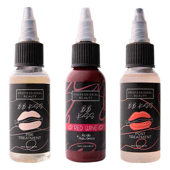 Kit 3 Pasos Bb Lips + Pre + Post Treatment + Tono Red Wine 0