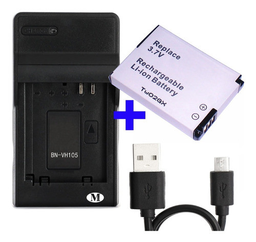 Cargador + Bateria P/ Jvc Bn-vh105 Adixxion Gc-xa1 Gc-xa2 0