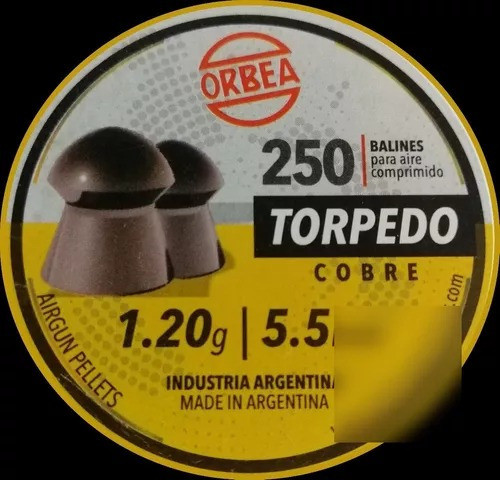 Chumbos Orbea Torpedo Cobreado 5,5mm Lata 250 Unidades Caza 1