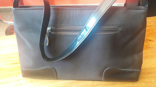 Cartera En Tela Y Simil Cuero Color Marron 0