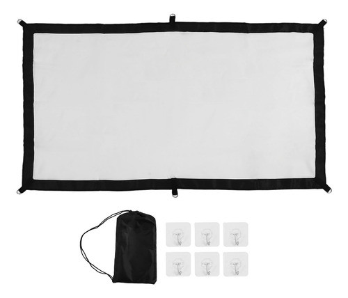 72 Polegadas Uk Plug 16:9 Projetor Screen Hooks Hd Dobrável 0