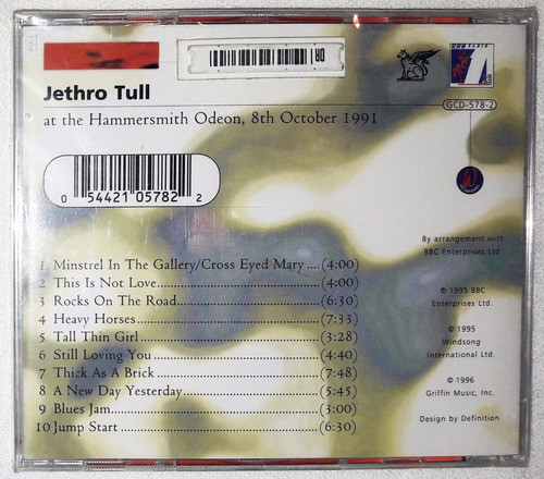 Frt Grátis Jethro Tull Hammersmith Odeon 1991 Imp Lacr Cd 1