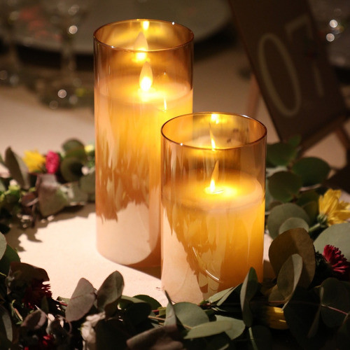 Vela Luz Led Parafina En Vidrio Decorativa 10 Cm Altura 1