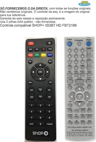 Controle Remoto Shop+ Isdbt Hd 10 Fbt 2186 0