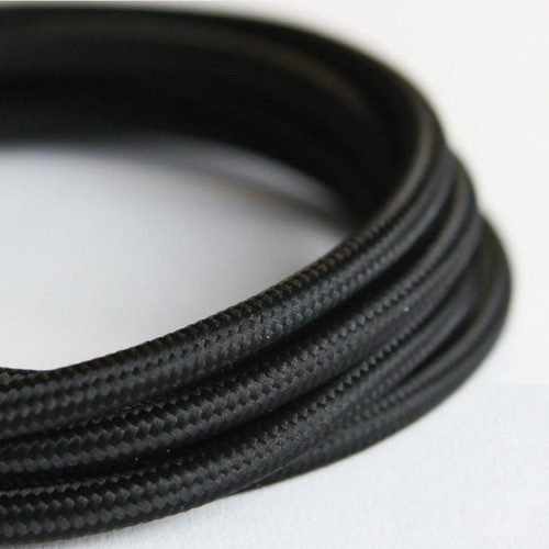 Cable Forrado En Tela Textil Color Negro Vintage Por Metro 1