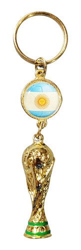 Llavero Metal Mundial Qatar 2022 Con Dome Bandera Argentina 1