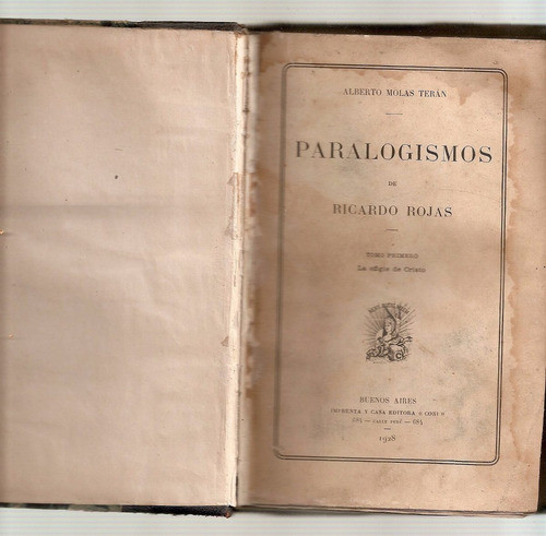 Paralogismos De Ricardo Rojas Tomo 1 - Molas Teran - Coni 0