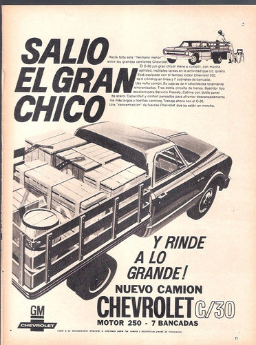 Antigua Publicidad Camion Chevrolet C/30 0