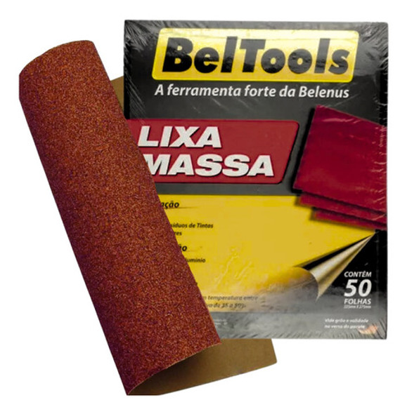 50 Folhas Lixa Massa Parede Madeira Grão 100 Beltools 0