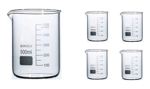 Becker Bequer  Vidro Forma Baixa Graduado 500ml Caixa C/ 5un 0