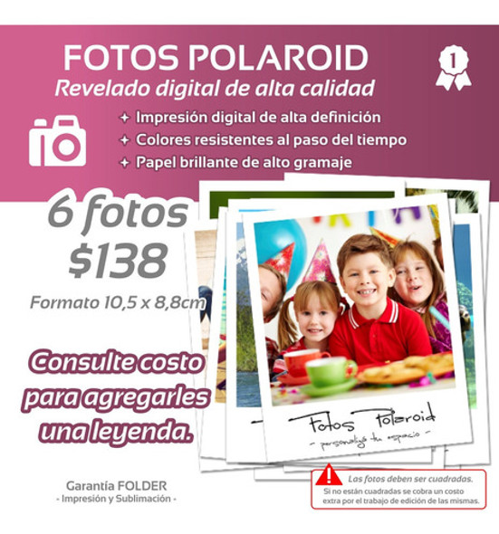 * Fotos Polaroid - Revelado Digital - 6 Fotos - Decoración * 0