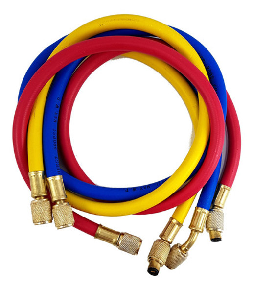 Juego 3 Mangueras 1/4 Flare Refrigeración R22 R12 R134a 90cm 0