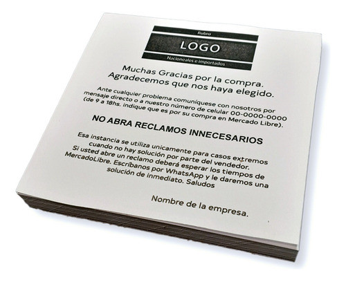 Folletos Envíos Devoluciones 9,5x9,5 Cm 6 Block X100 Hj. 0