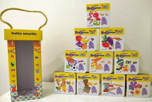 Lote 20 Libros Para Bebe Bloques Hipopotamo Amarillo / Verde 1
