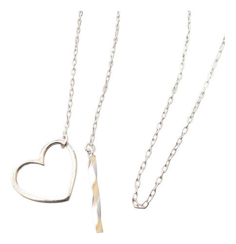 Collar Plata 925 Corazon Y Palito Coll1 Italy Lucio 0