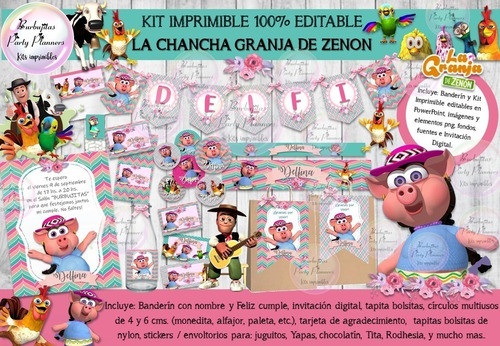 Kit Imprimible La Chancha La Granja De Zenon 100% Editable 1