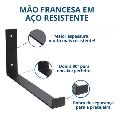 6x Mão Francesa Tábua Madeira Até 20kg Par Clique 1