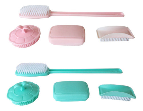 Set De Ducha Baño Cepillo Para Espalda Uñas Cabello Jabonera 0