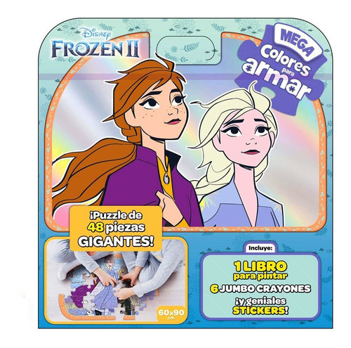 Rompecabezas Gigante Frozen + Libro Crayones Stickers Pack 0
