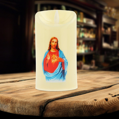 4 Saint Led Vela Sem Operada Por Homem Sagrado Com Coração 1