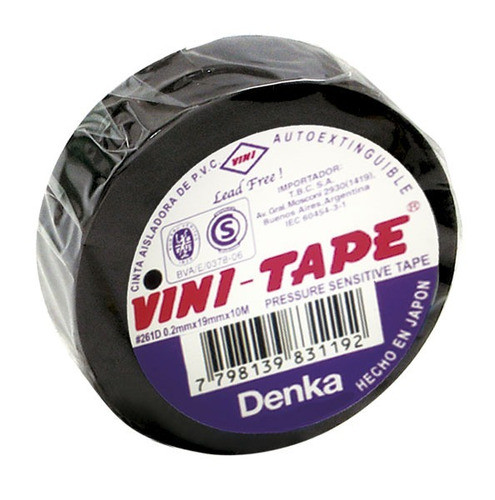 Cinta Aisladora Vini Tape Negra Autoextinguible 10mts 0