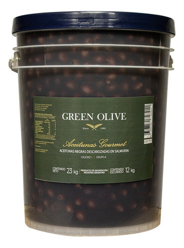 Aceitunas Negras Green Olive Nat. Desc. N° 00 X 12 Kg. Balde 0