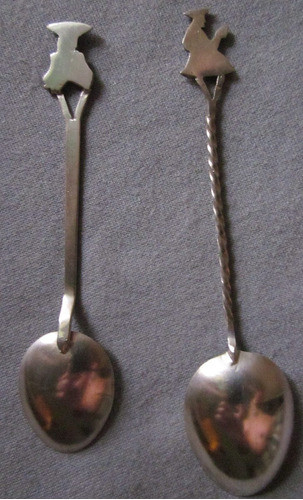Par De Cucharitas Ecuatorianas Nativas Antiguas De Colección 1